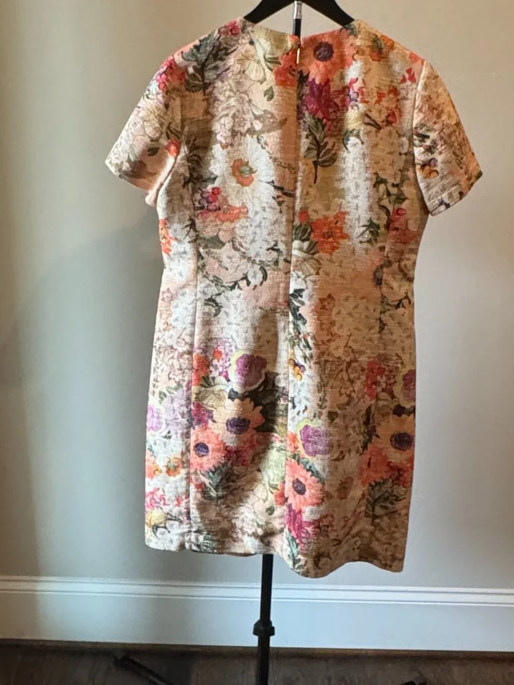 Tory Burch Peach Floral Mosaic Dress US Size 12 - Picture 4 of 12